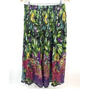 Take Two Maxi Skirt Womens Sz M Multicolor Boho Crinkle Floral FF12